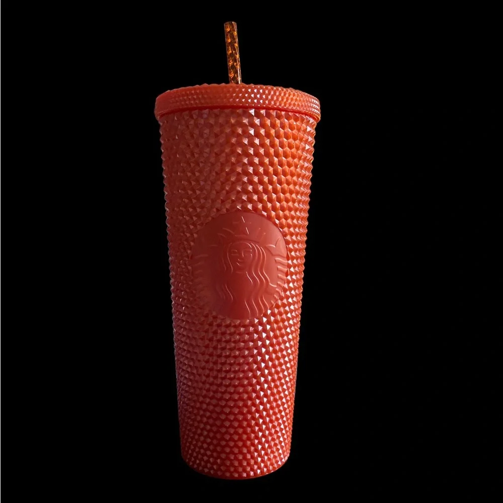 NWT Starbucks Halloween 2022 Pearlized Orange Studded Tumbler W/ Straw 24 OZ